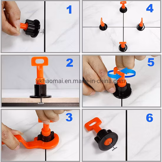 Niveleur de carrelage avec clé spéciale, Kits de système de nivellement de carrelage réutilisables pour la construction de sols et de murs, 50 pièces